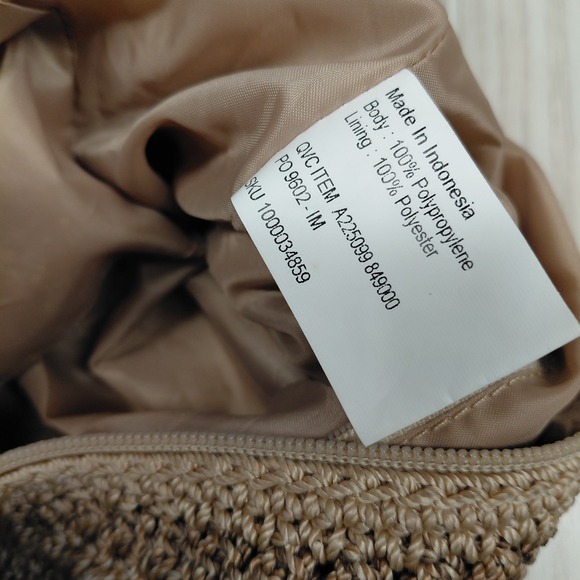 The Sak Brown Tan Beige Stripe Crochet Shoulder Boho Bag Purse - Picture 10 of 10